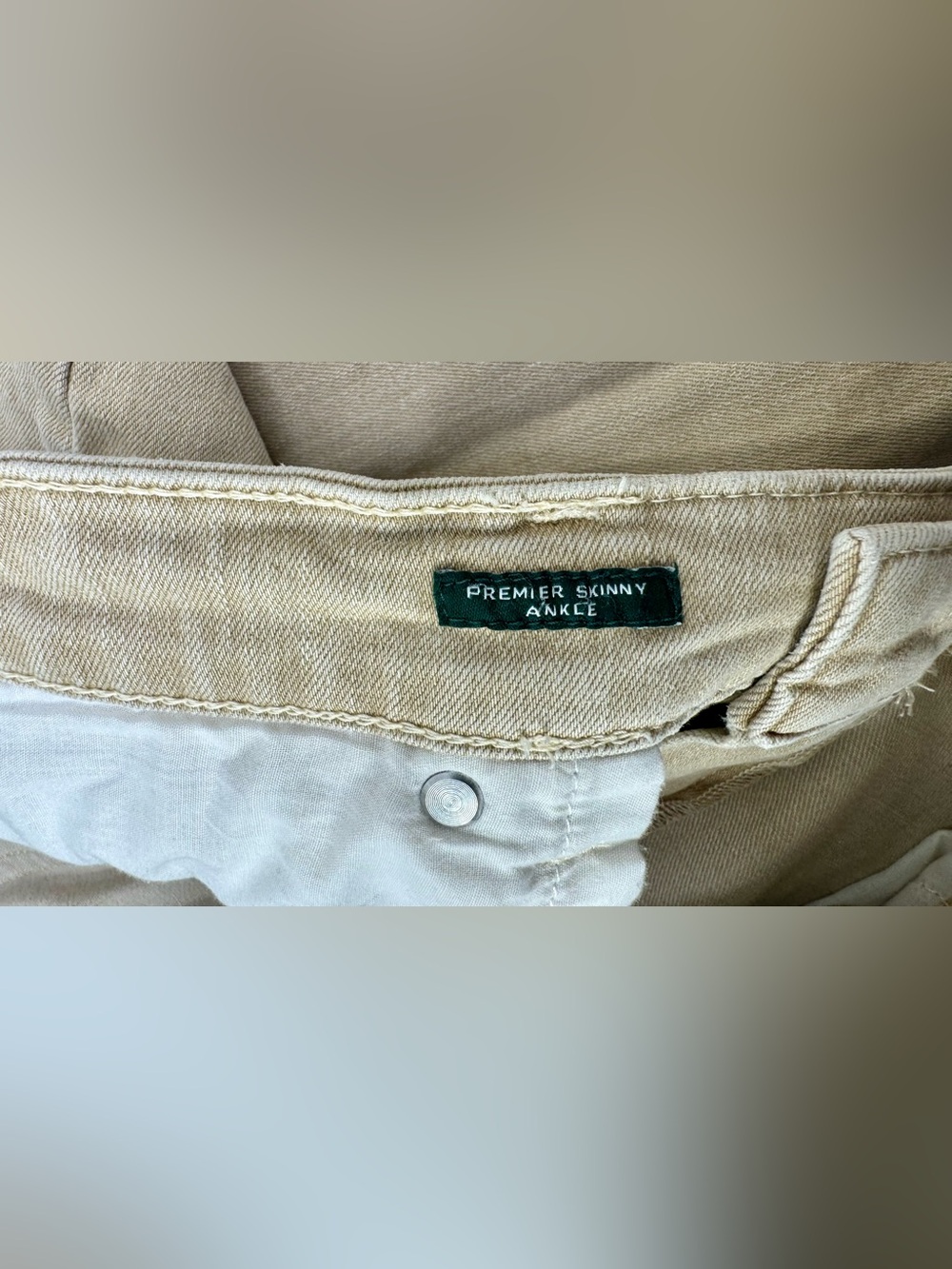 LRL Lauren Jeans Co Ralph Lauren 14 (36x27) Premier Skinny Ankle Jeans Tan - Picture 5 of 12